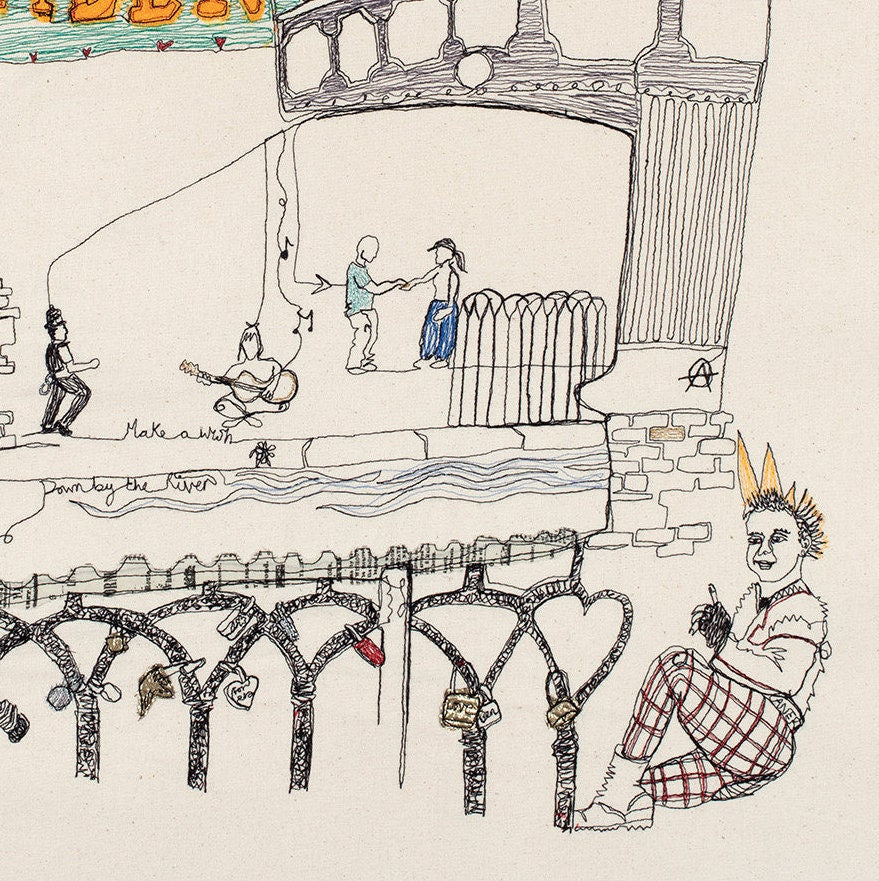 Hariet Ridelle Camden Love Lock - Stitched in Camden Town - PRINT by Harriet Riddell ...