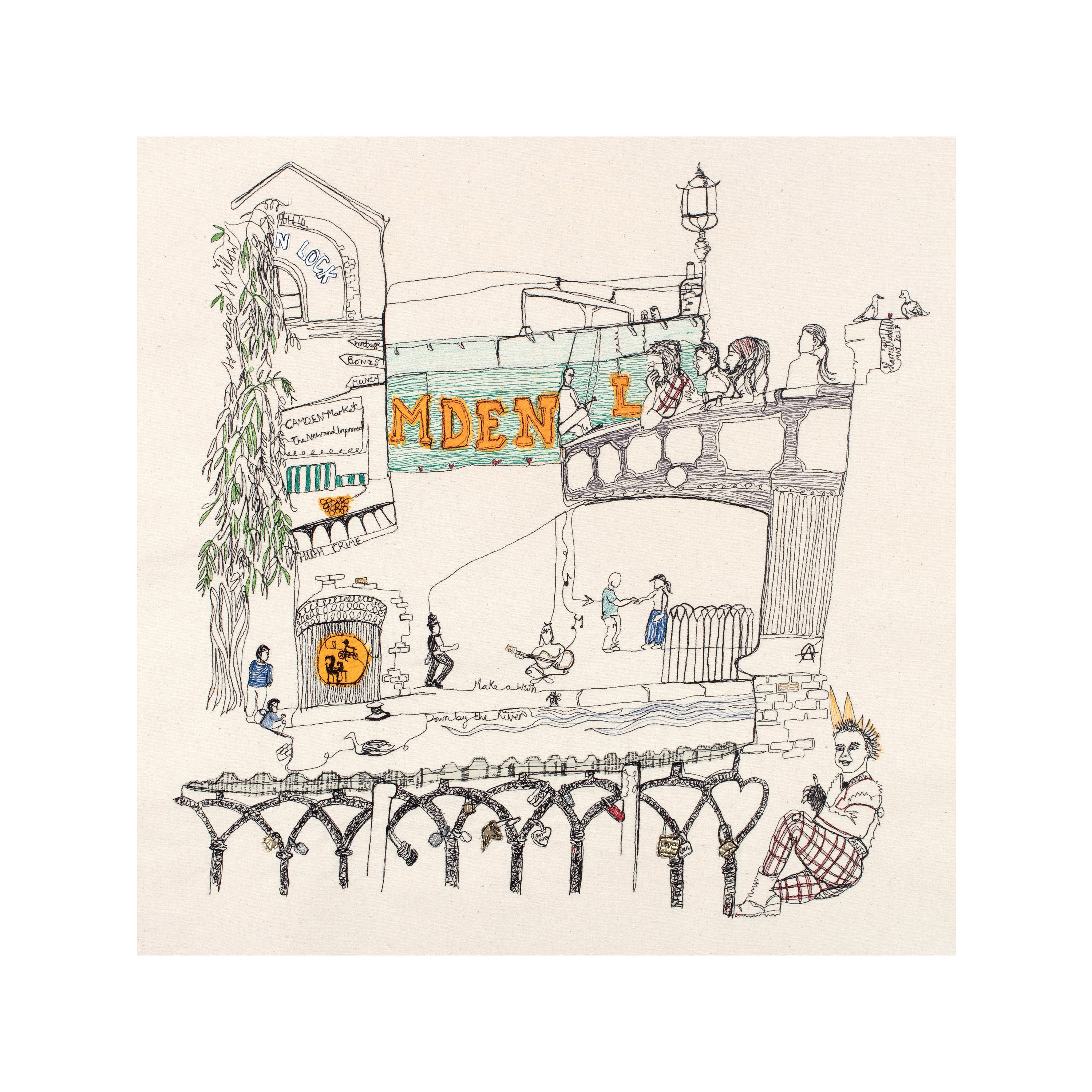 Camden Love Lock - Stitched in Camden Town - PRINT