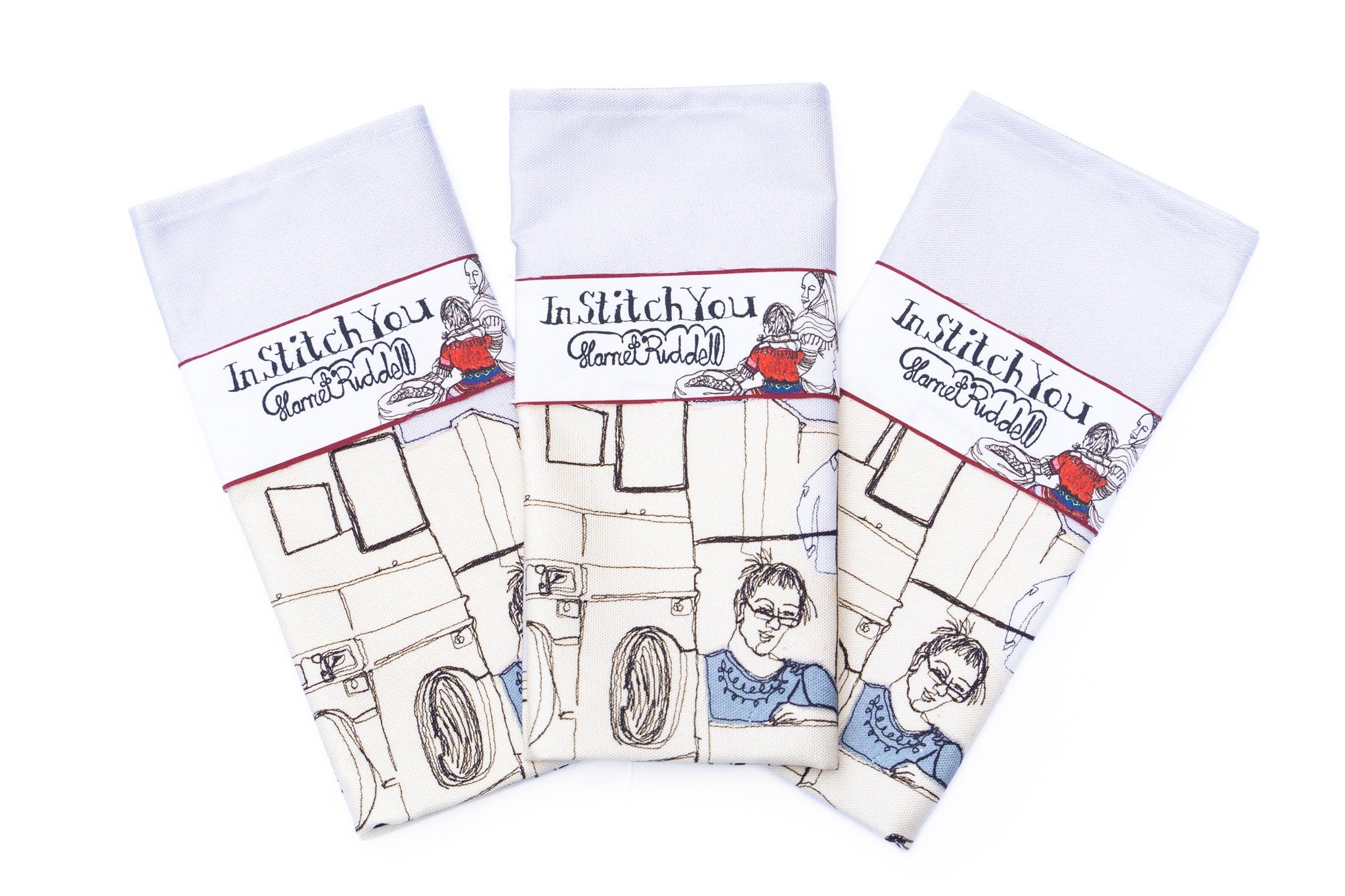 Mindy and Margret in the Laundrette Tea Towel